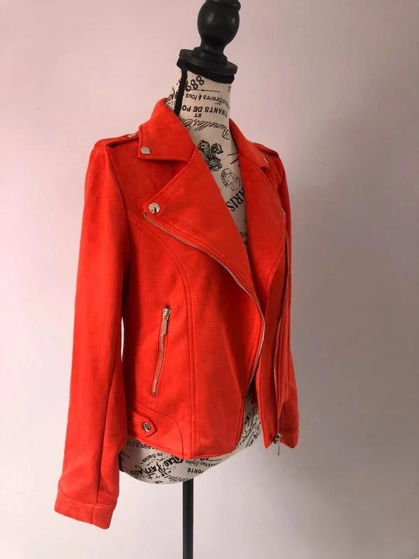 Jacket / Orange suede effect Perfecto – La Halle – Size 38 (M) – photo 5